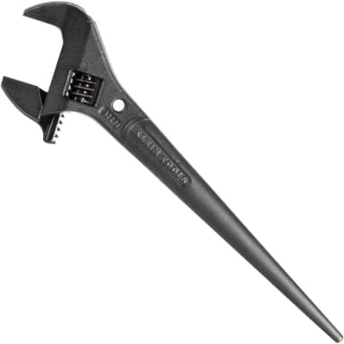 Klein Tools 3227 extra wide adjustable spud wrench with tapered handle for aligning bolt holes on crossarms and steel structures.